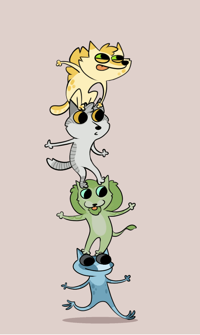 Silly little freehand animation of my friends in Pico Park-game theme