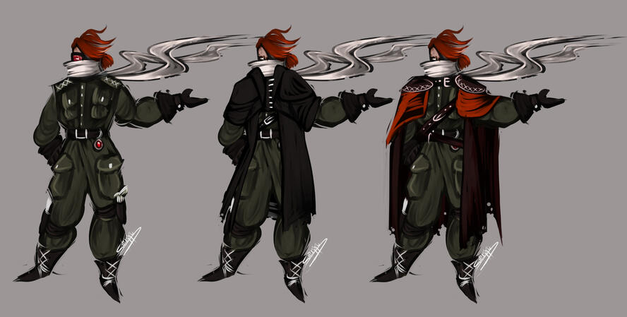 A character design following the inspiration of The Red Baron, but now in airship pirate theme